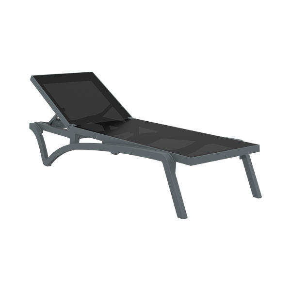 Siesta exclusive Pacific Sunlounger Dark Grey & Black Fab