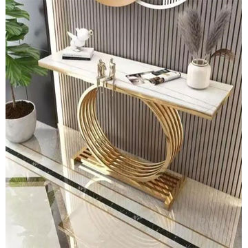 Designer Concepts Dynasty Gold Marble Console Table