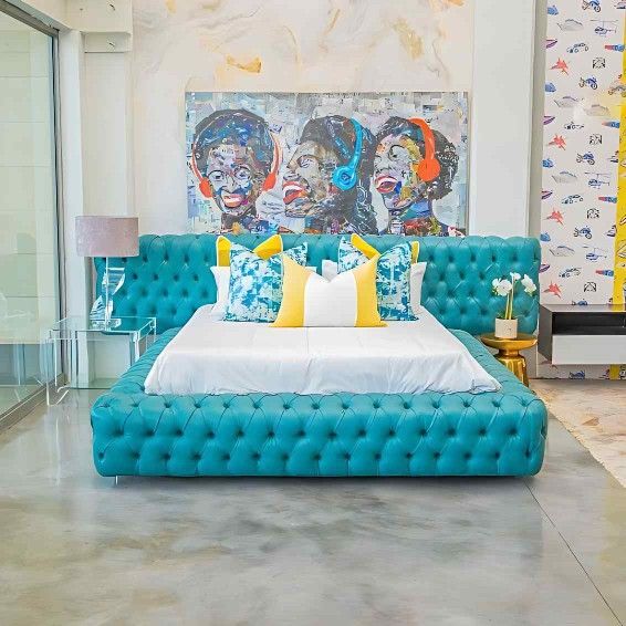 Samantha Exclusive Diamond button, extra length,custom made bed - Double