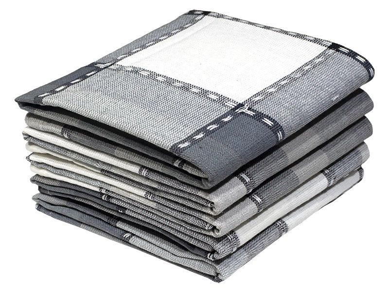 Bunty's Kitchen Towel - Design 2507 - 048x072cms - (05 Pc Pack) - Checks - Steel Gray