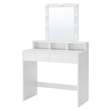 Dressing Table with Mirror, LED Bulbs & Storage – Elegant Beauty Desk