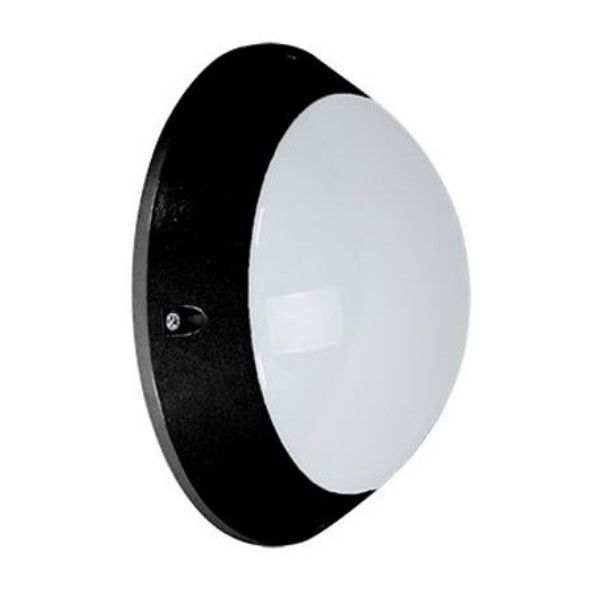 Black Aluminium  Bulkhead 2xE27 60W IP54 Dia. 280mm