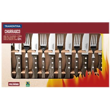 Tramontina 12 Piece Flatware Set, Dishwasher Safe - Brown, Silver