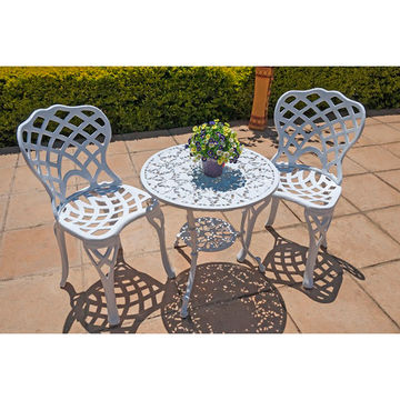 Ageless & Beautiful!   2 Seater Cast Aluminium Patio Furniture Set / Bistro Furniture Set / Garden Furniture - 2 x Small Diamond  Chairs with 62cm Round Bonzai Table