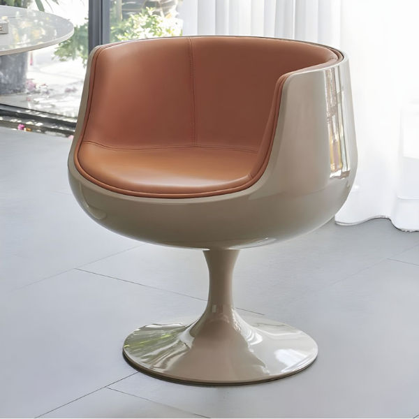 Nala Swivel Accent Cup Chair Beige/Brown