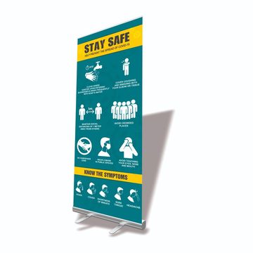 COVID-19 - Pull Up Banner Econo - COVID 19 - Social Distancing Standard Graphic