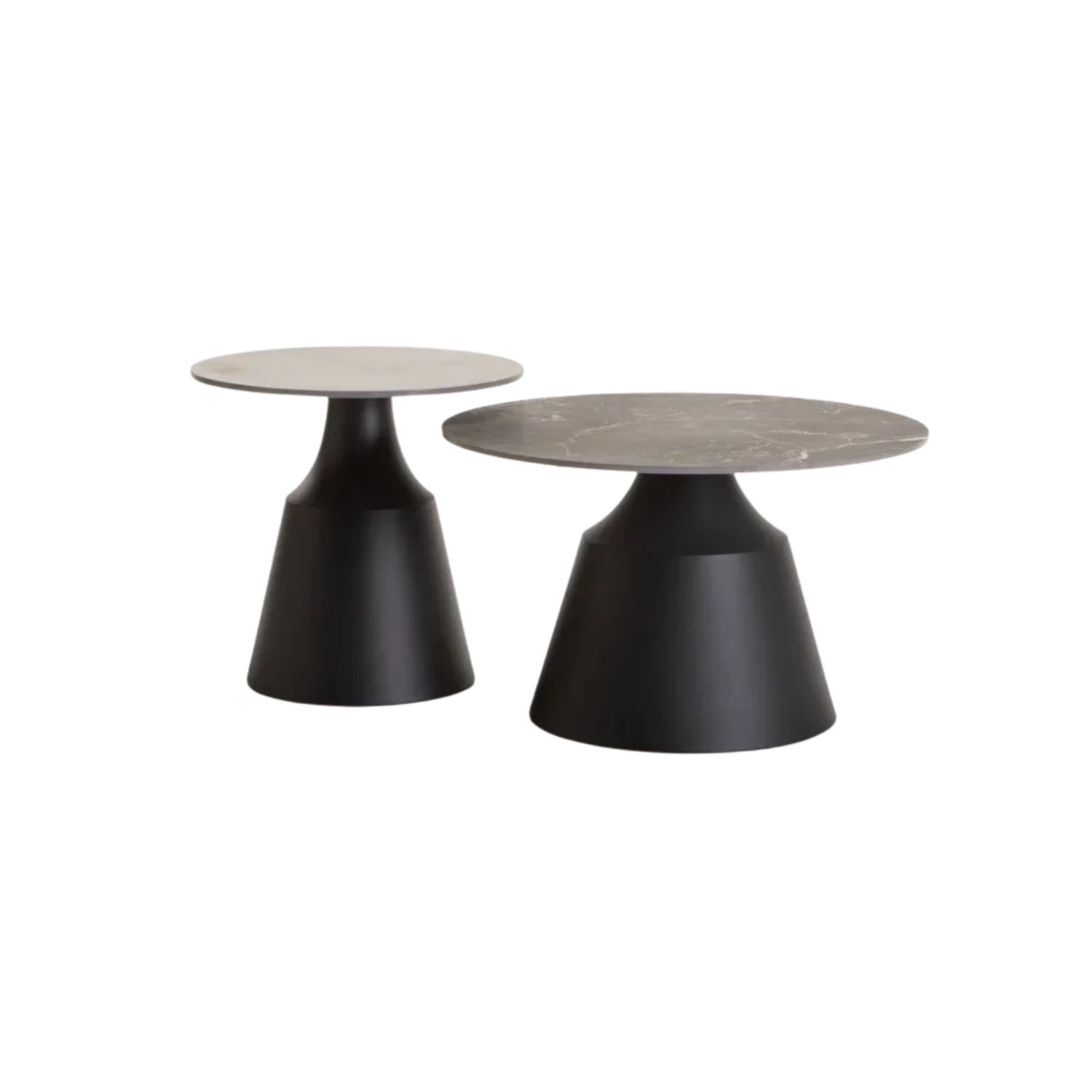 Set of 2 Stone Top Nesting Coffee Tables - Black