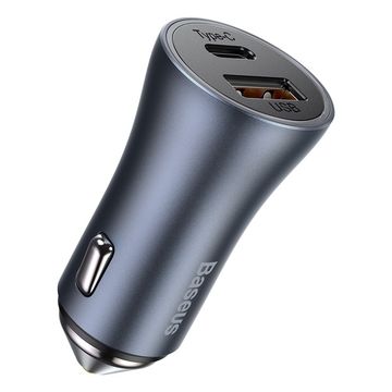 Baseus Golden Contactor Pro Car Charger USB & Type C 40W (C-iP Cable) - Dark Grey