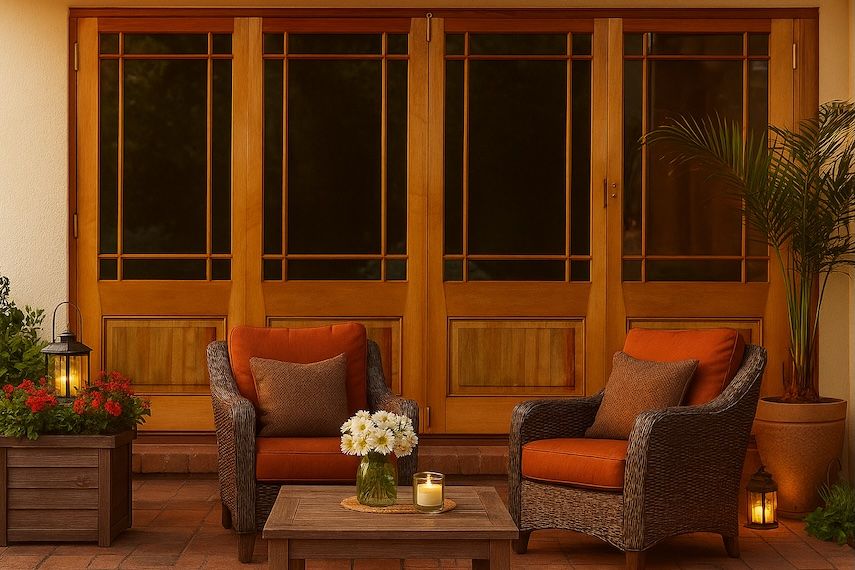 Winsters - FAS3PD11L - Wood Fold A-Side Door 2584X2115cm Natural Open to Left Viewed From Outside