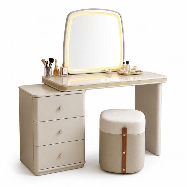 Festo Modern Dressing Table Ivory White
