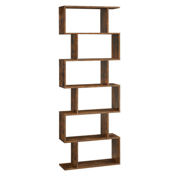 Bragg Bilbao 6-Tier Bookcase Storage Shelf, Brown