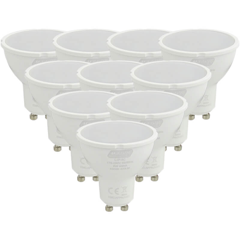 5W LED GU10 Pack of 10 Warm White Lamps (L2P-5W) - Major Tech