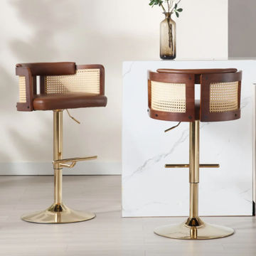 KC FURN – Rattan Swivel Set Of 2 Barstools
