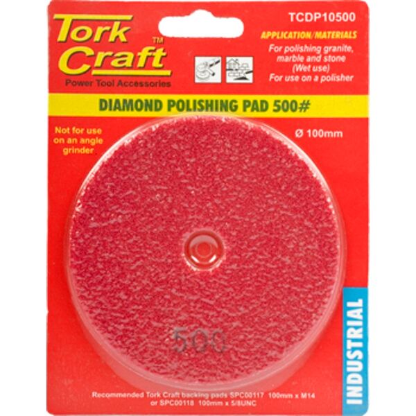 100Mm Diamond Wet Polishing Pad 500 Grit Red