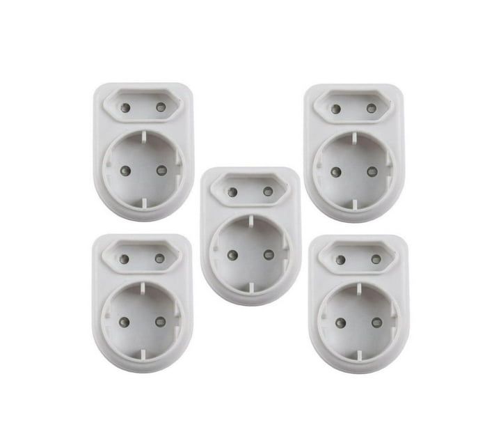 5 Pack Selectrix: Plug Adaptor - White - 1 x Round 2 pin 16A with 1 x 2 pin 5A