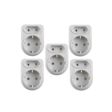 5 Pack Selectrix: Plug Adaptor - White - 1 x Round 2 pin 16A with 1 x 2 pin 5A