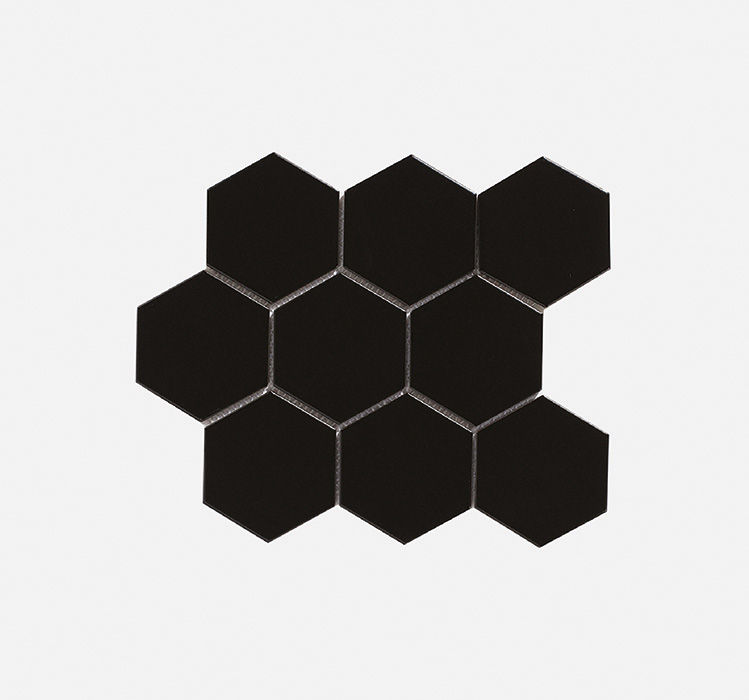 Mosaic Porcelain - Large Black Hexagon - 256x295 (per sheet)