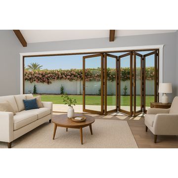 Kenzo- SFD5FG6LB - Aluminium Fold A-Side Door 3mx2.1m Bronze Open to Left Viewed From Outside
