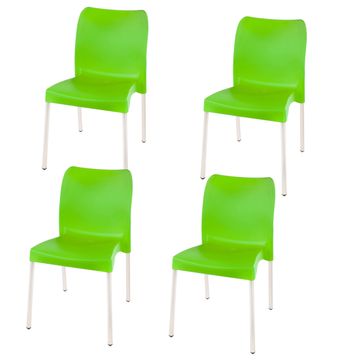 Florence Heavy  Duty Plastic Bistro Chair / Patio Chair / Garden Chair / Stackable - NO ARMRESTS - LIME GREEN  - Set of 4