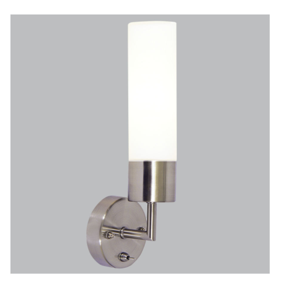 Satin Chrome Wall Bracket with White Glass