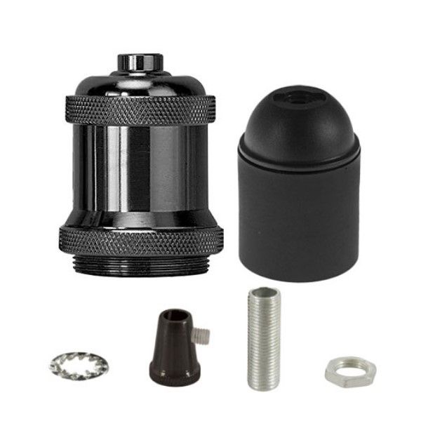 E27 Black Pearl Vintage Metal Lamp Holder Kit For Pendants