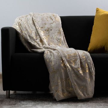Nu Dekor - 3D Marble Design Fleece Blanket - Cream - 180x200cm
