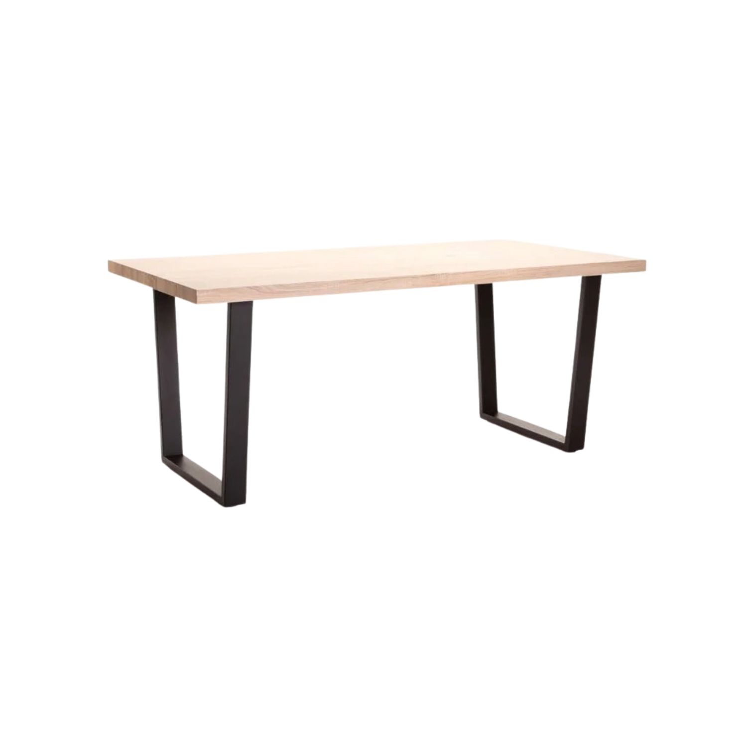 220 x 100 cm Modern Wood Top Dining Table with Steel Legs - Oak (8-10 Seater)