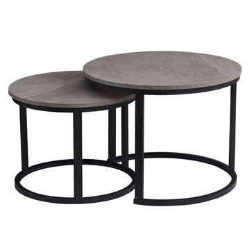 Everfurn 2 Piece Extra Large Coffee Table Indus Series - Marble Black