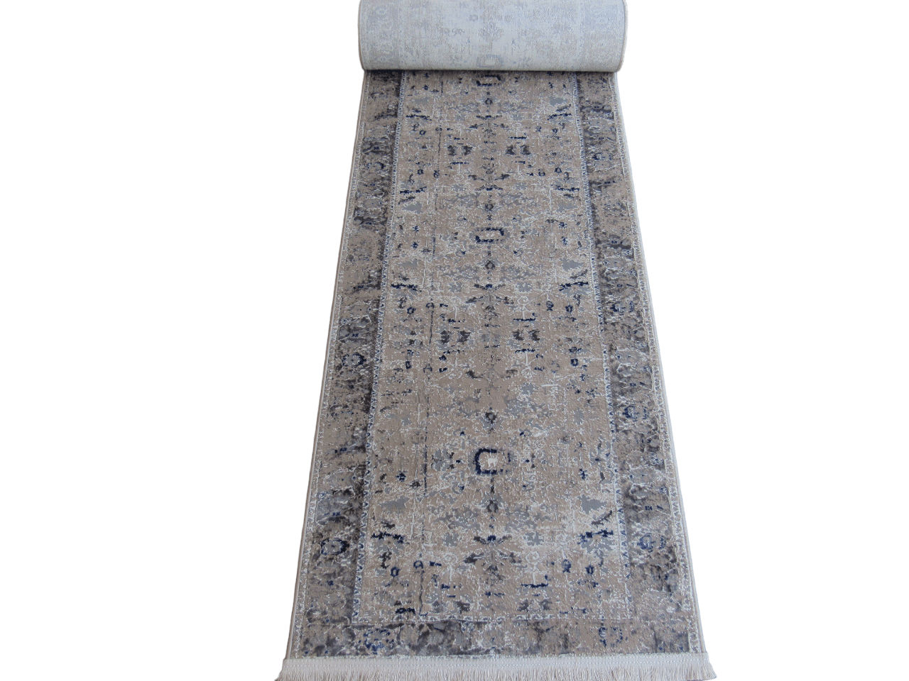 BK Carpets & Rugs -  Vintage Inspired Medallion Runner Rug  –  80cm x 5m - Beige  & Grey