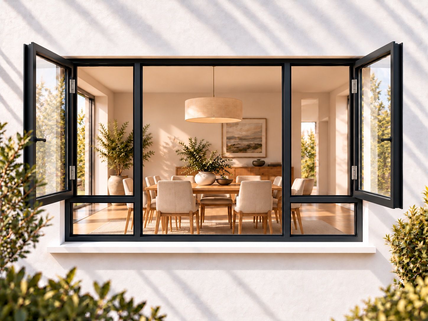 Kenzo Premium Side-Hung Aluminium Window - Charcoal, 2400 1500 mm, Double Side Opener with Fixed Bottom Panes