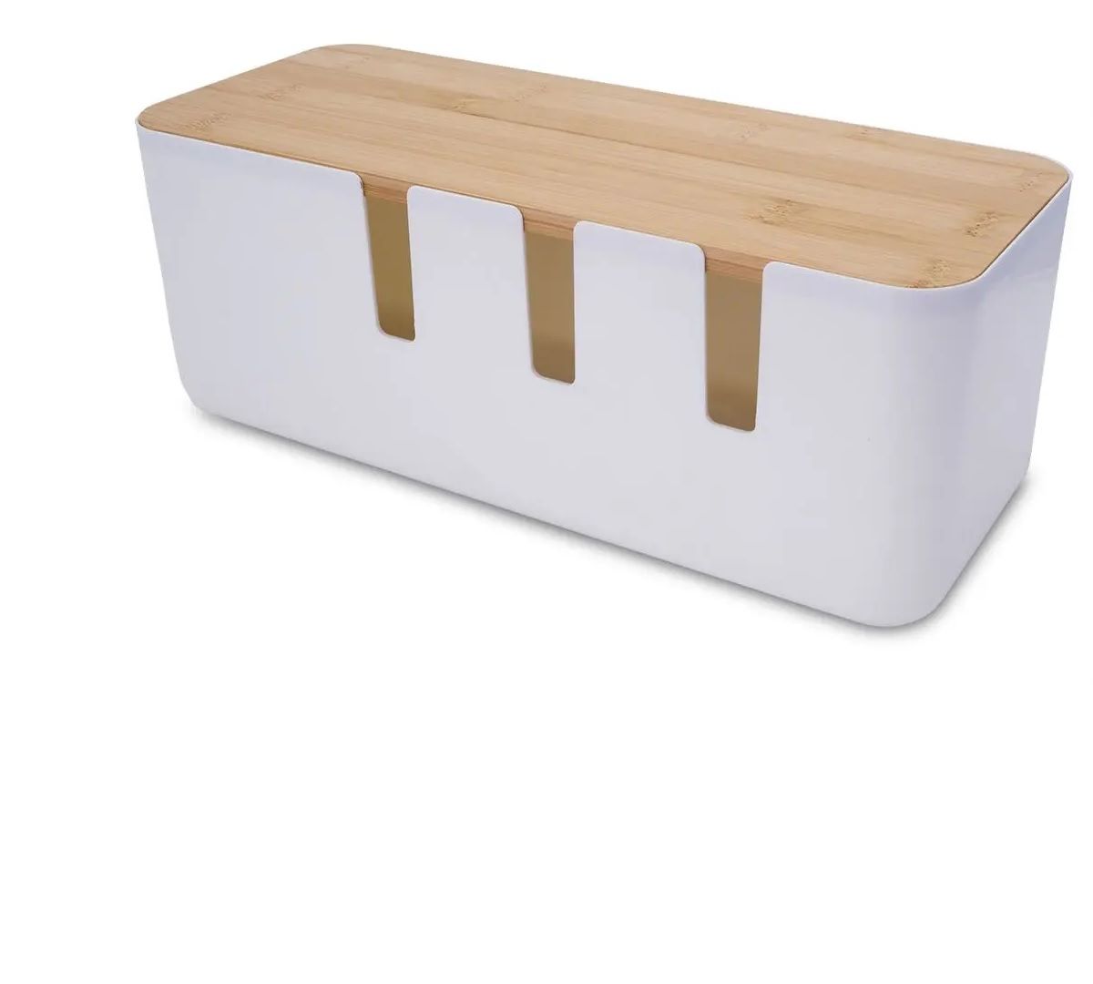 Cable Storage Box, Plastic/Bamboo, 300mm x 120mm BY WOODLY