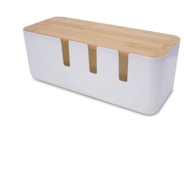 Cable Storage Box, Plastic/Bamboo, 300mm x 120mm BY WOODLY