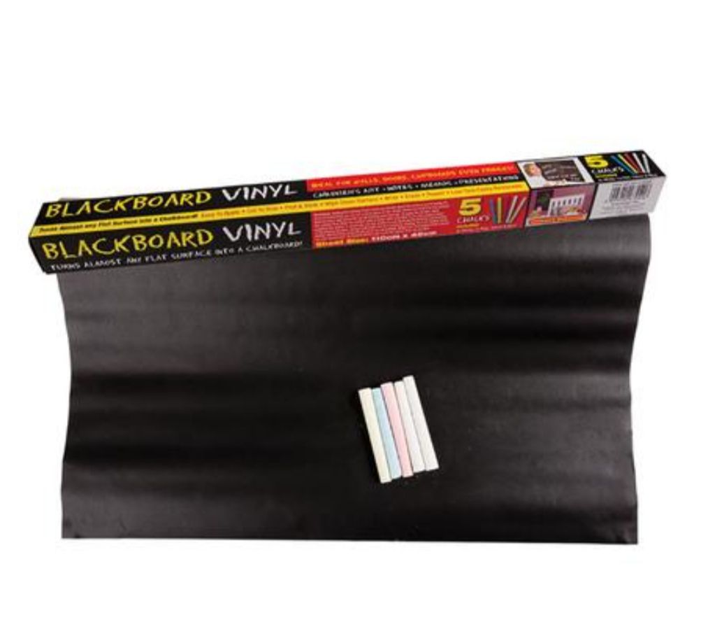 Adhesive Blackboard Vinyl for Any Flat Surface & 5 Chalk Pieces- 45 x 110cm