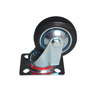Trolley Wheel - Castor Wheel Rubber 75mm - Swivel Galvanised Steel Plate