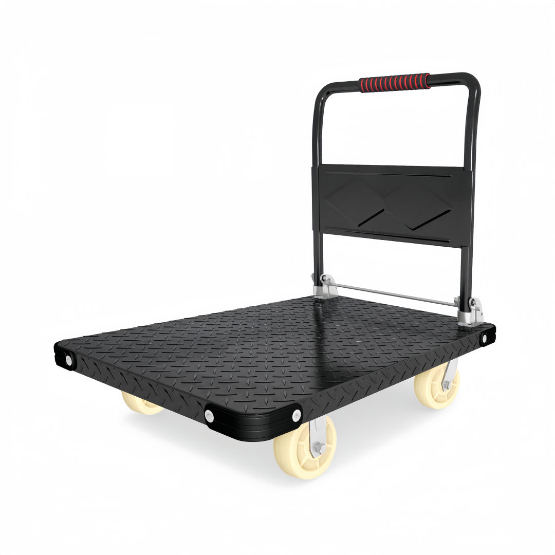 Steel Heavy Duty Foldable Trolley 90cm Platform Truck Cart  Hand Push Cart - Black