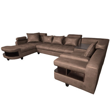 Clarence U Shape Sectional Corner Sofa- SD-Dark Brown