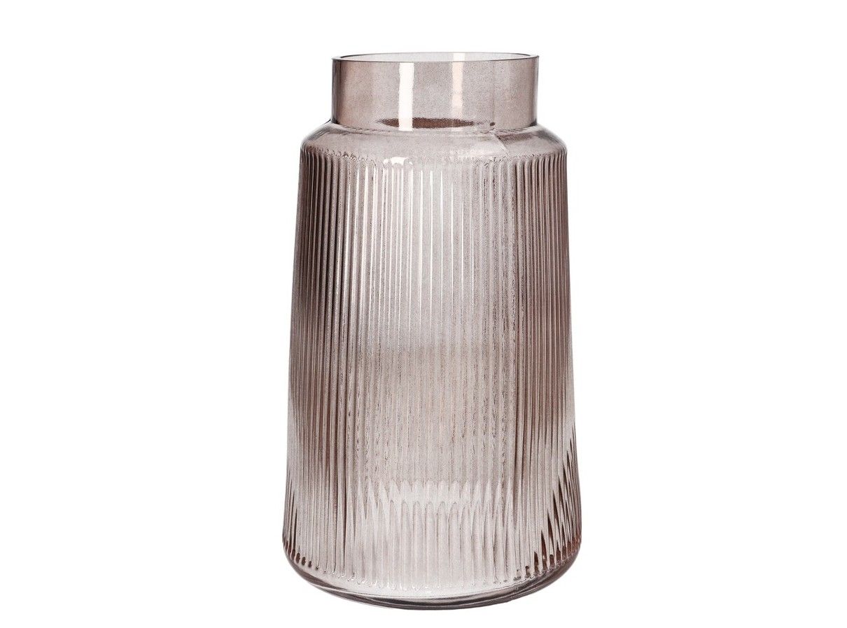 Danny Home Rose Ribbed Decorative Glass Vase-S