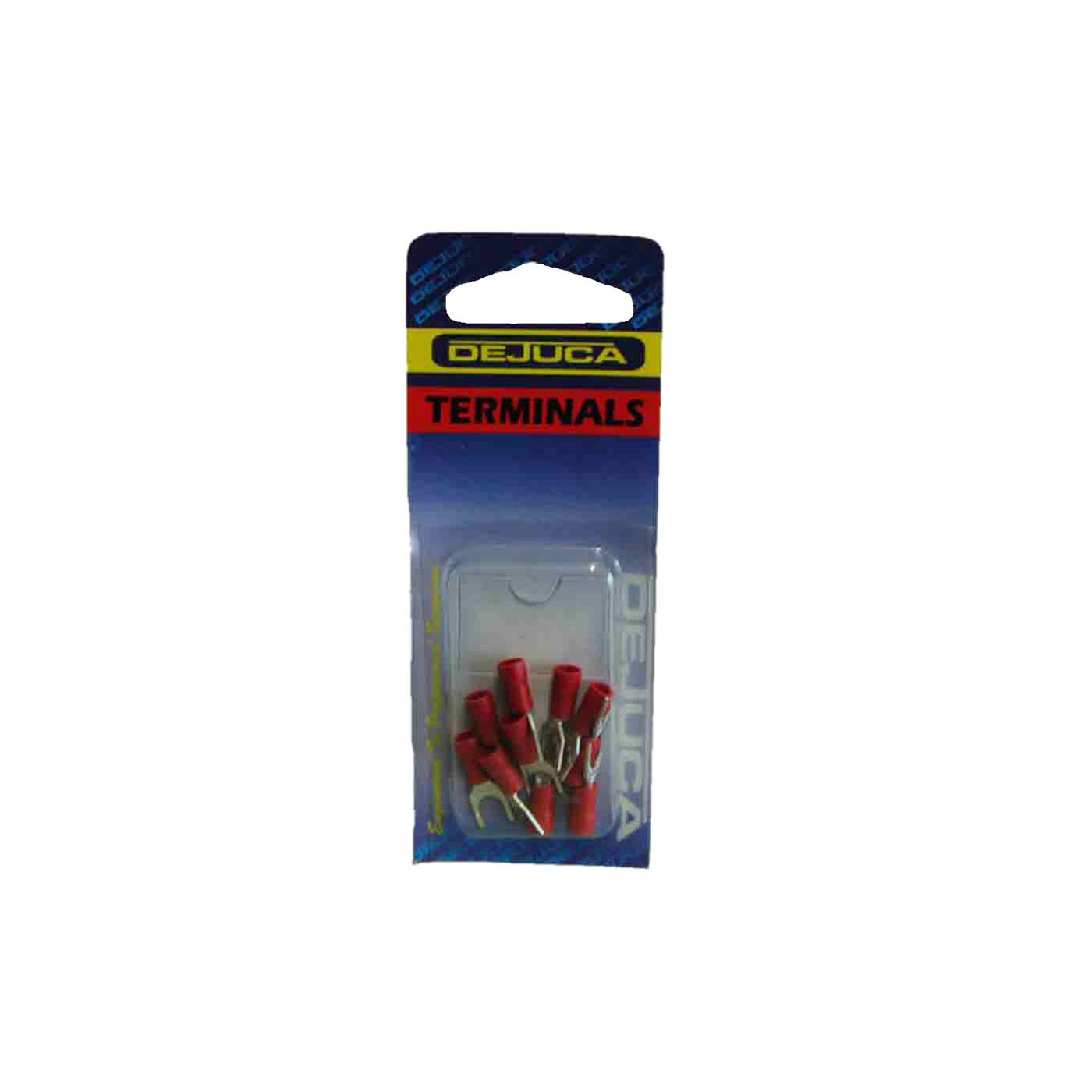 Dejuca - Terminal - Red - Spade - 5mm - 10/Card - 5 Pack
