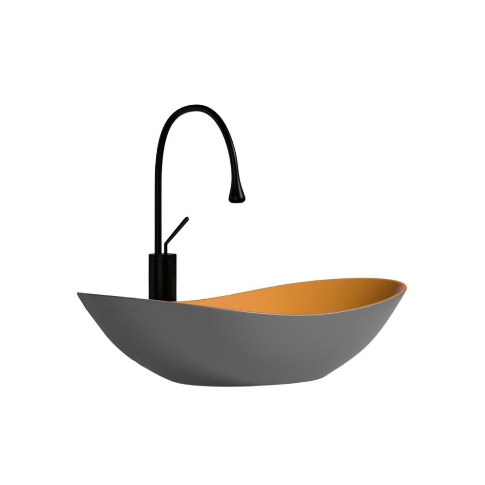 Counter top Ceramic Basin / table top - Zahara - Orange&Grey Matt
