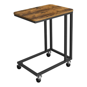 MOBILE TABLE ROLLING CASTER RUSTIC BROWN