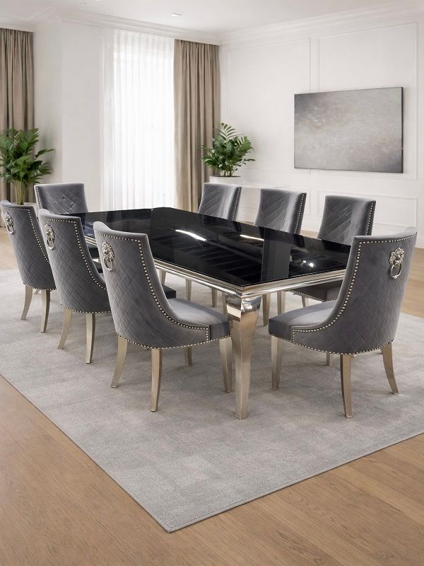 Prestige Home - Vellor 8 Seater Dining Set with Majest Grey Dining Chairs