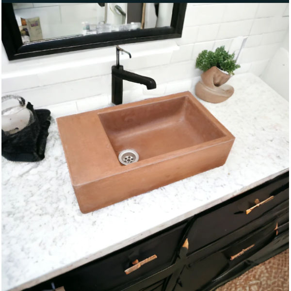 Indoor & Outdoor Choc Plum Rectangle Concrete Basin/Sink 42x24x11.5cm
