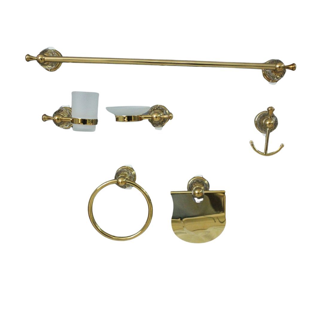 BATHROOM ACCESSORIES 6PC SET - GOLD