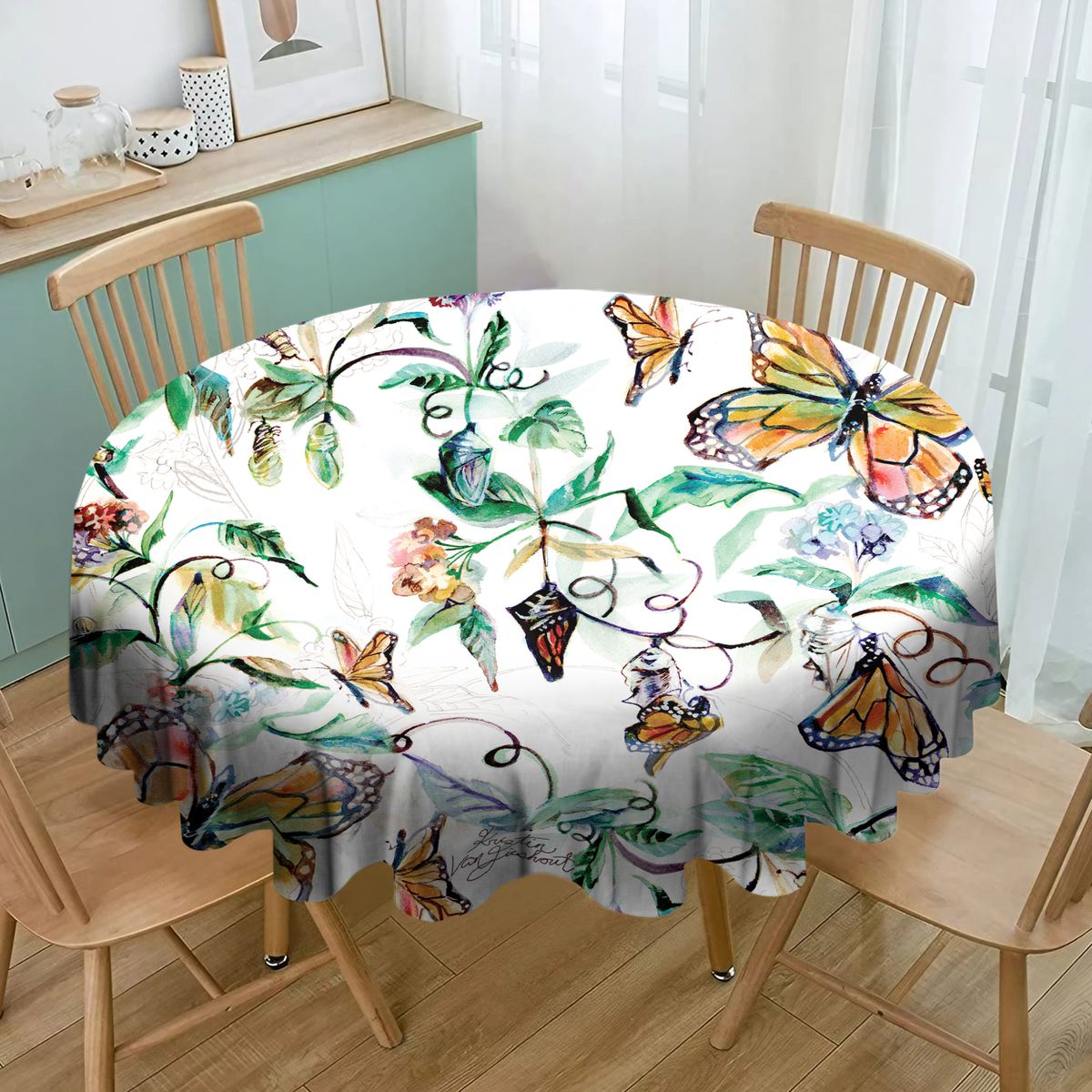 Butterfly Garden By Kristin Van Lieshout Round Tablecloth | LEROY ...