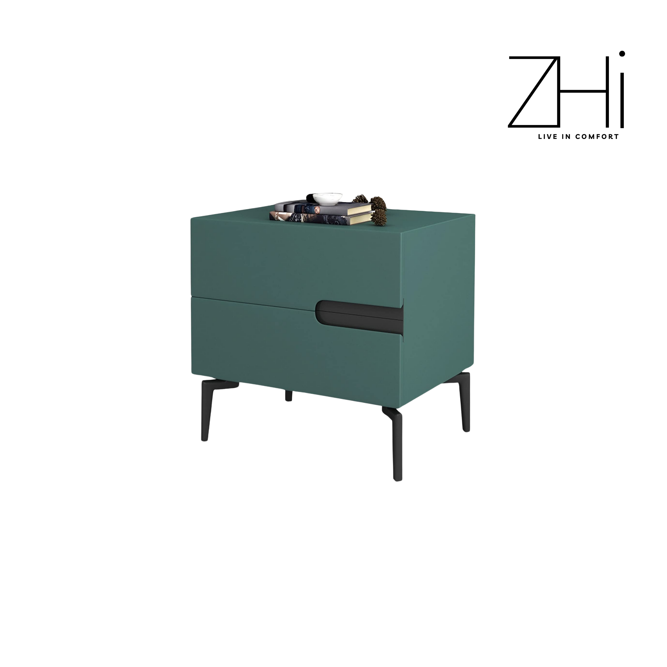 Emerald Accent Two-Drawer Nightstand