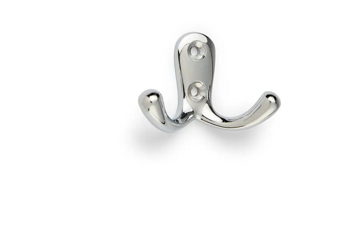 Double Coat Hook, Chrome (4 pack) BY WOODLY