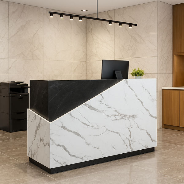KC FURN - Black and White Reception Desk 180cm