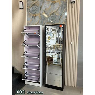 Freestanding Storage Cabinet with Rotating Mirror, Made from Engineered Wood