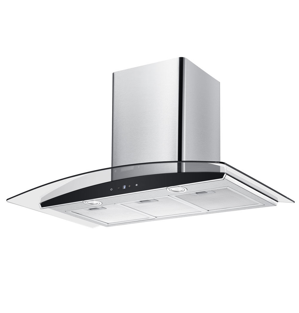 Falco 90cm Curved Glass Chimney Extractor (Stainless Steel)- AR-90-501