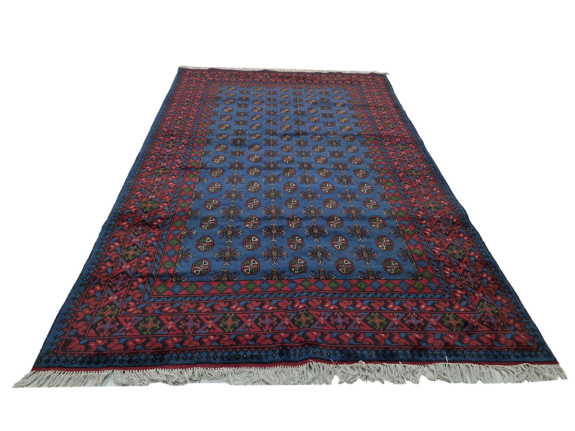 Carpetly -Blue Color Afghan Kunduz Bukhara Carpet 293 x 197cm